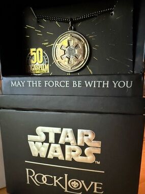 IMPERIAL MEDALLION 50TH NECKLACE LUCASFILM ROCKLOVE JEWERLY 65/300 STAR WARS